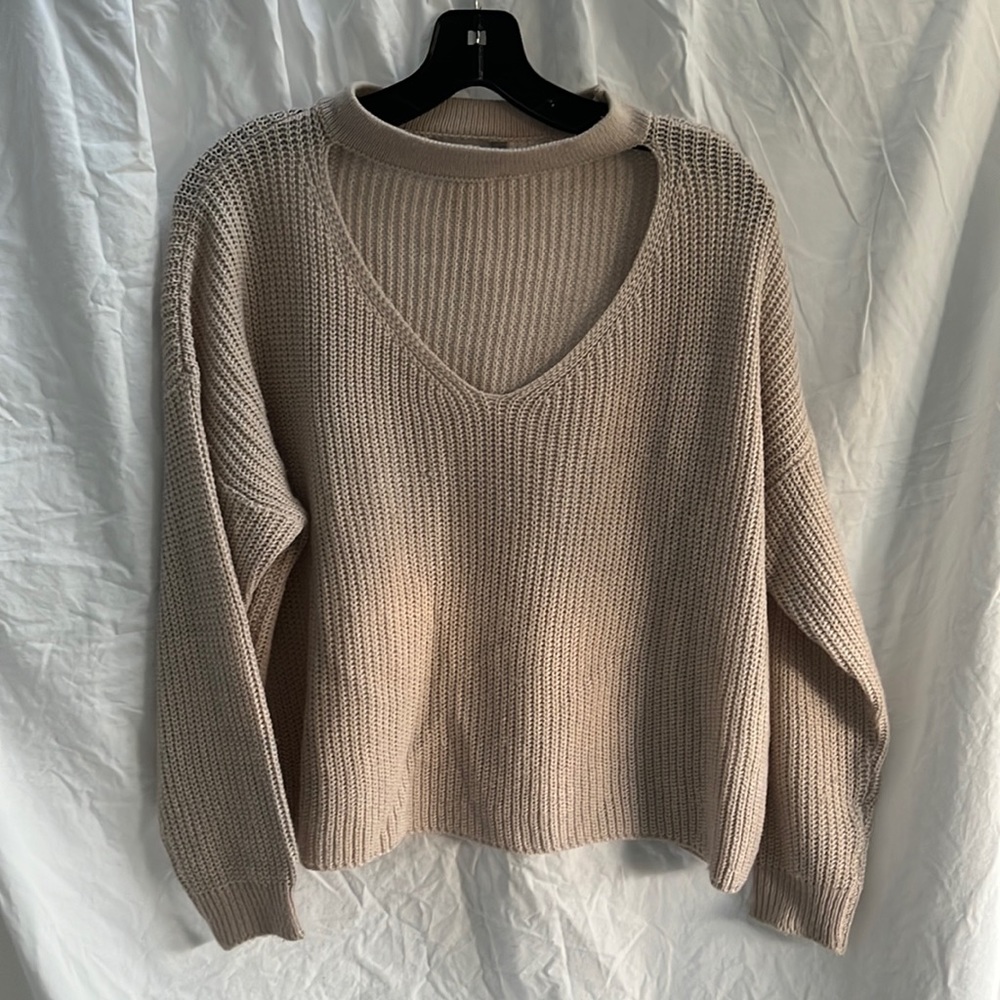 Rose color sweater from LF with neck cutout